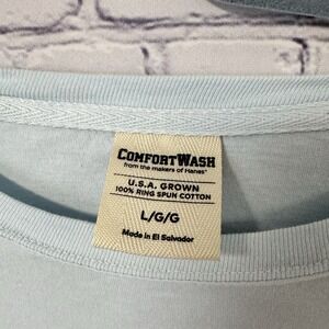 Comfort Wash Mens Long Sleeve Shirt Light Blue‎ Summer Spring Fall LG 100%Cotton